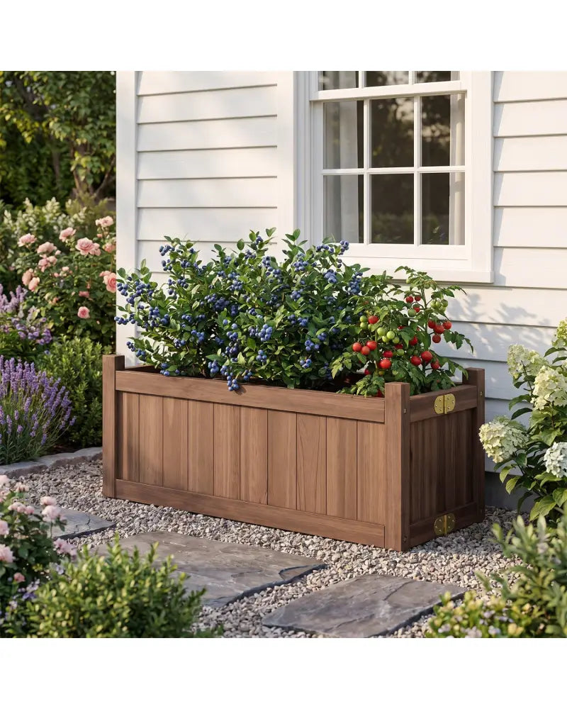Folding Wooden Raised Garden Bed with Removable Bottom-Brown - Brown - Raised Garden Beds