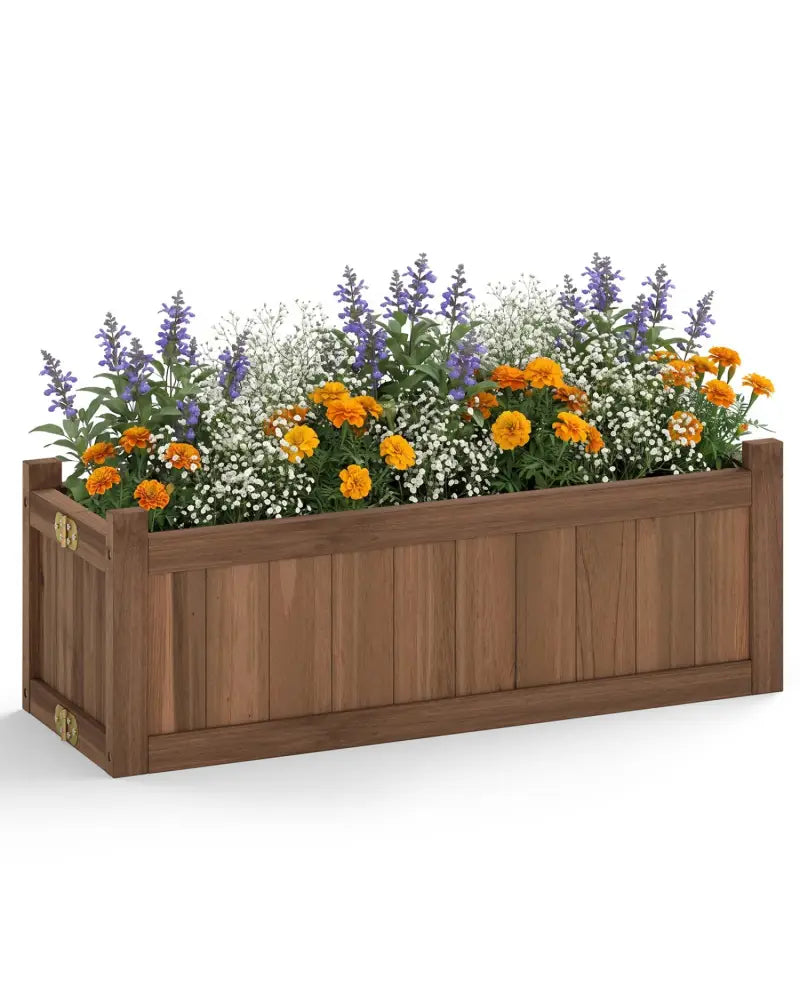 Folding Wooden Raised Garden Bed with Removable Bottom-Brown - Brown - Raised Garden Beds