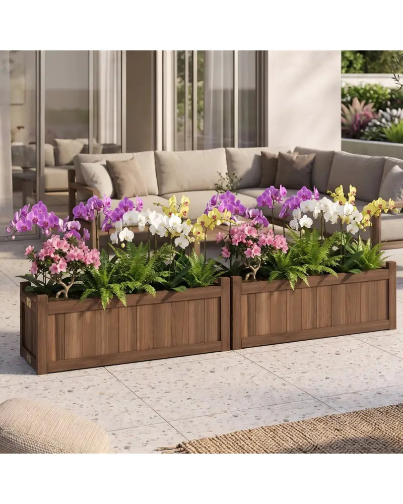 Folding Wooden Raised Garden Bed with Removable Bottom-Brown - Brown - Raised Garden Beds