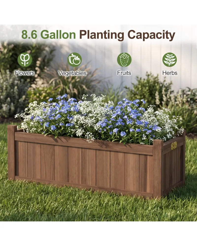 Folding Wooden Raised Garden Bed with Removable Bottom-Brown - Brown - Raised Garden Beds