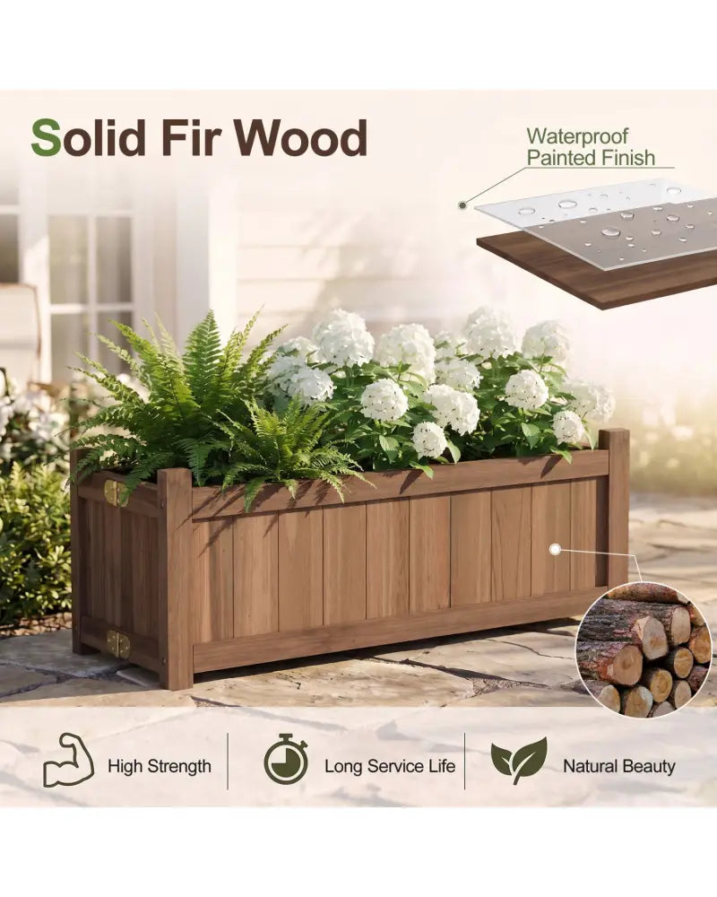 Folding Wooden Raised Garden Bed with Removable Bottom-Brown - Brown - Raised Garden Beds