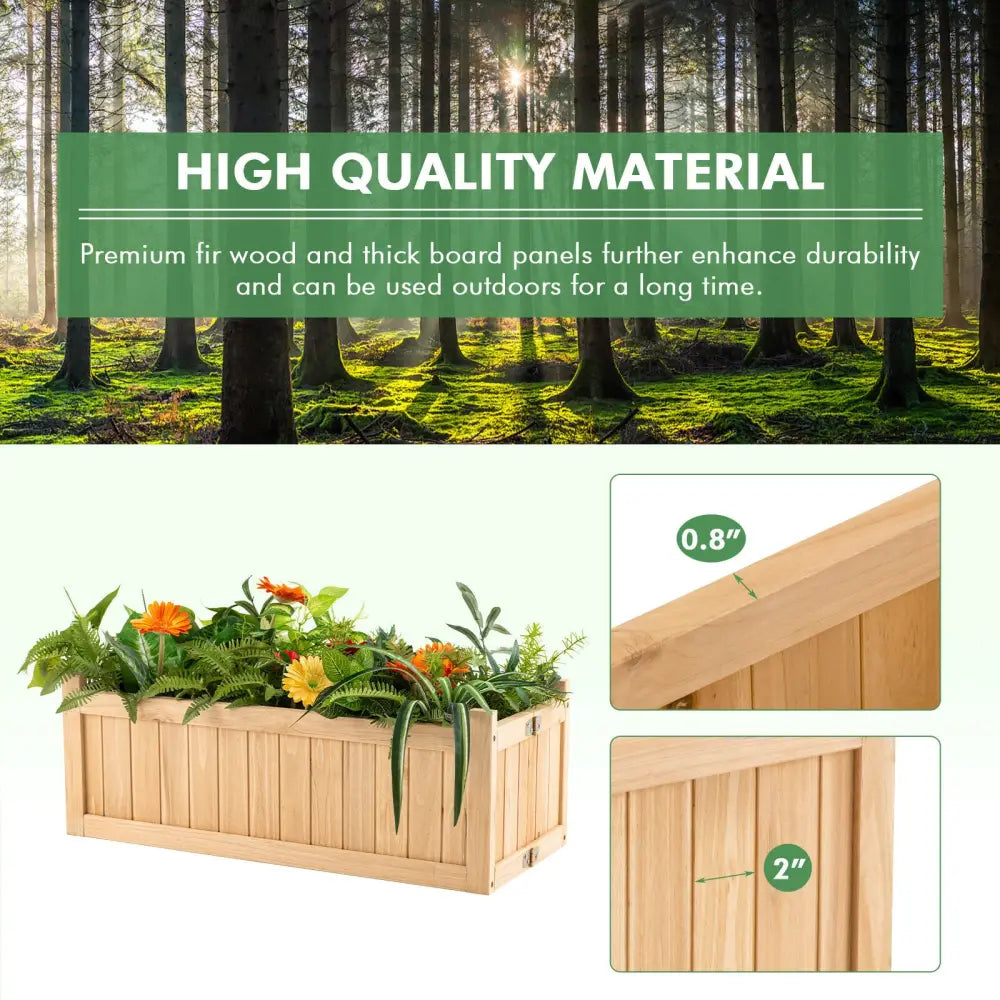 Folding Wooden Raised Garden Bed with Removable Bottom for Herbs Fruits Flowers - Natural - Raised Garden Beds
