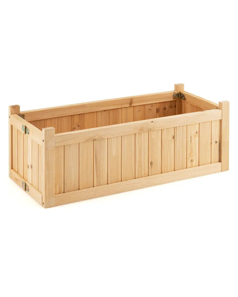 Folding Wooden Raised Garden Bed with Removable Bottom for Herbs Fruits Flowers - Natural - Raised Garden Beds