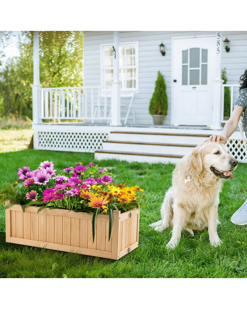 Folding Wooden Raised Garden Bed with Removable Bottom for Herbs Fruits Flowers - Natural - Raised Garden Beds