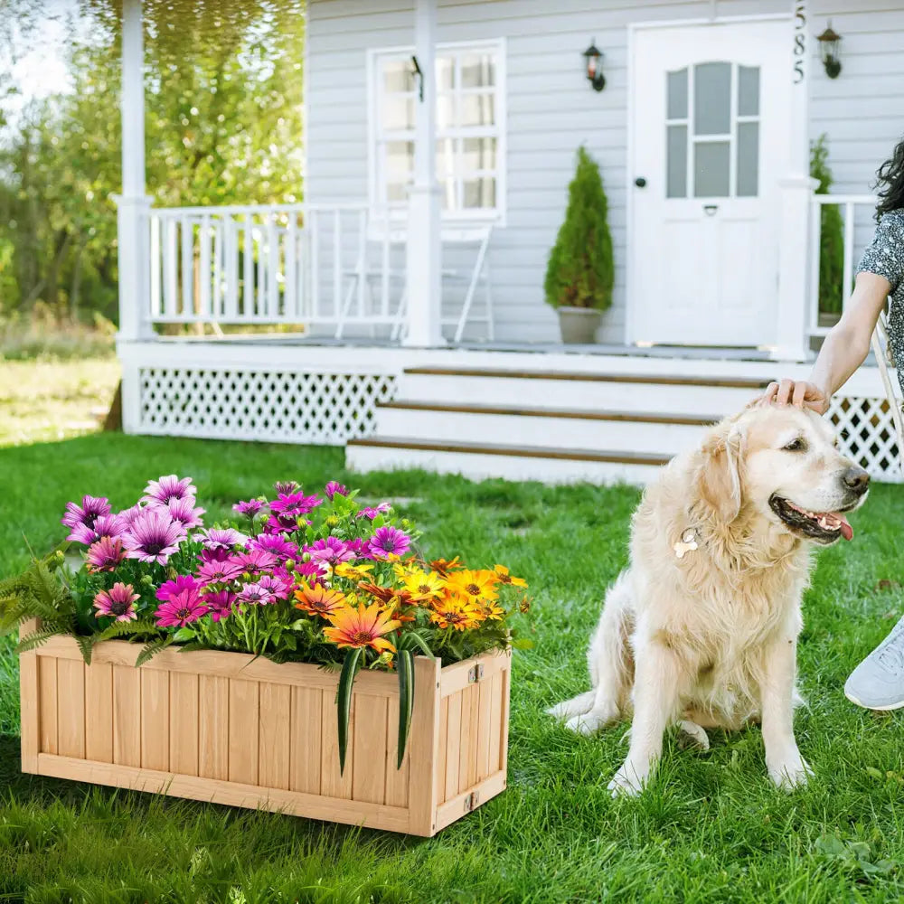 Folding Wooden Raised Garden Bed with Removable Bottom for Herbs Fruits Flowers - Natural - Raised Garden Beds