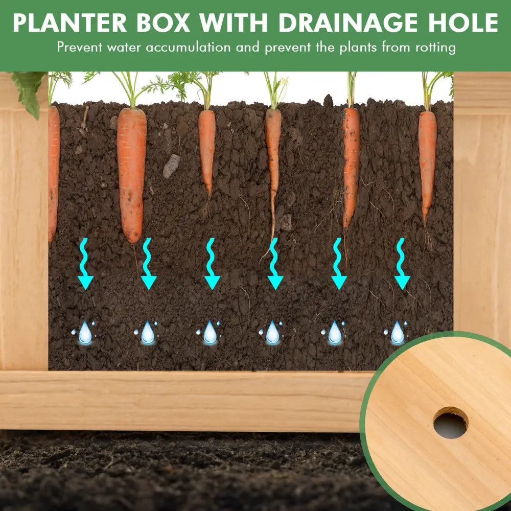 Folding Wooden Raised Garden Bed with Removable Bottom for Herbs Fruits Flowers - Natural - Raised Garden Beds