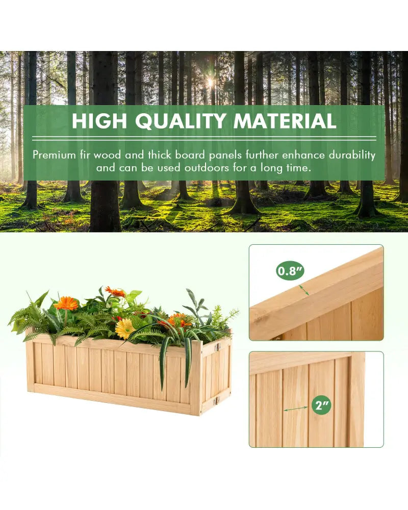 Folding Wooden Raised Garden Bed with Removable Bottom for Herbs Fruits Flowers - Natural - Raised Garden Beds