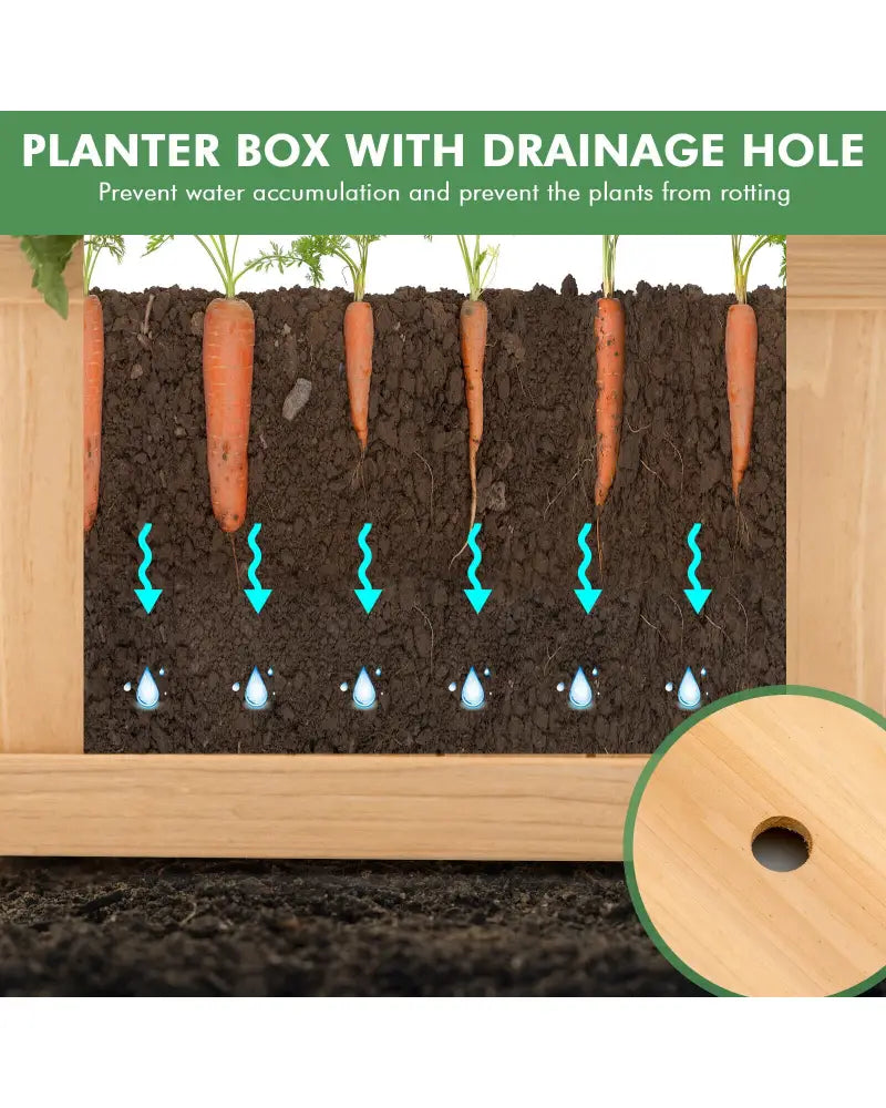 Folding Wooden Raised Garden Bed with Removable Bottom for Herbs Fruits Flowers - Natural - Raised Garden Beds