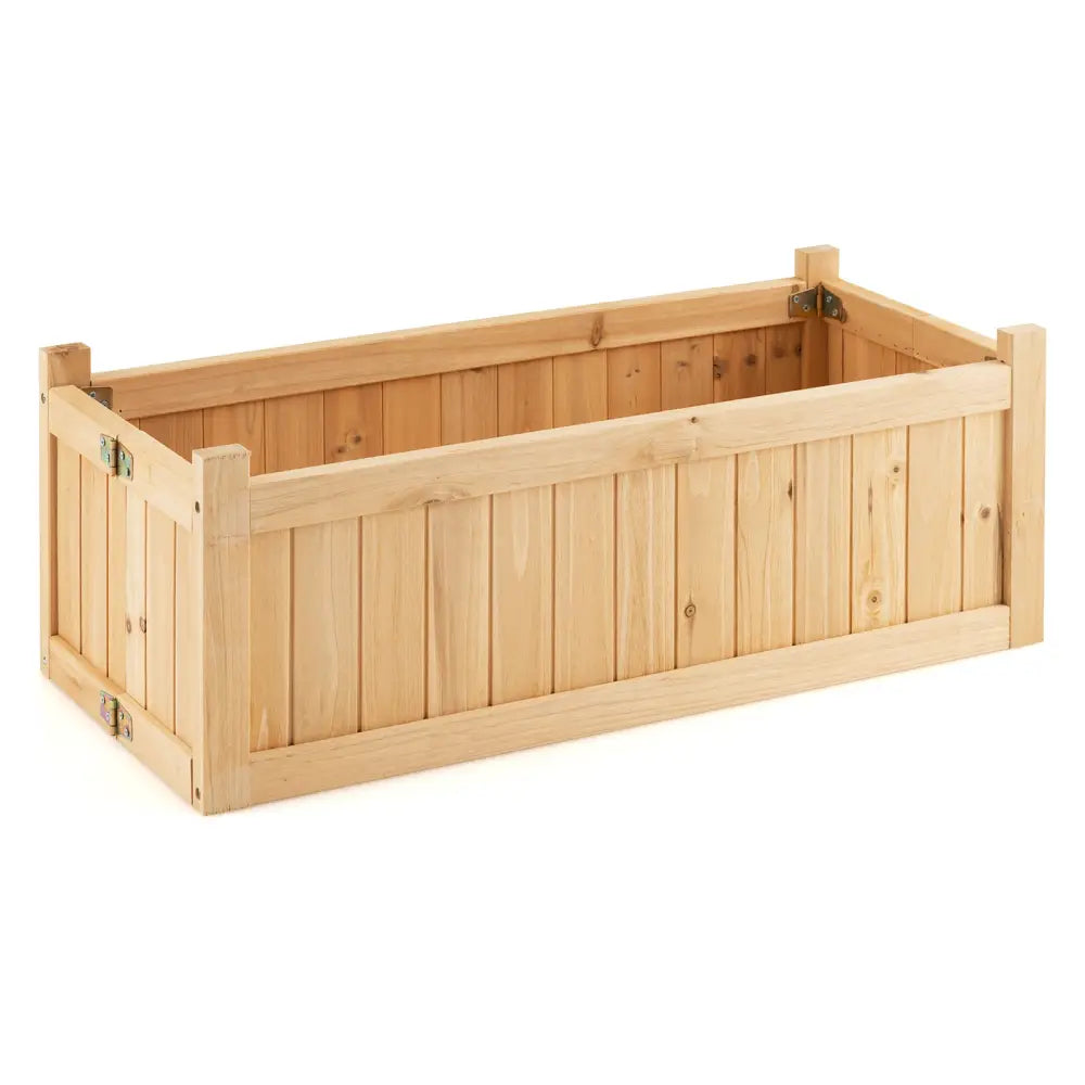 Folding Wooden Raised Garden Bed with Removable Bottom for Herbs Fruits Flowers - Natural - Raised Garden Beds