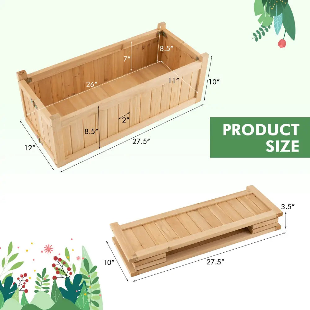 Folding Wooden Raised Garden Bed with Removable Bottom for Herbs Fruits Flowers - Natural - Raised Garden Beds