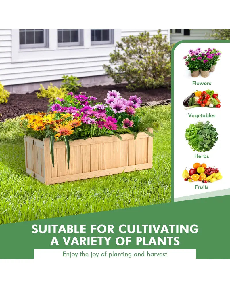 Folding Wooden Raised Garden Bed with Removable Bottom for Herbs Fruits Flowers - Natural - Raised Garden Beds