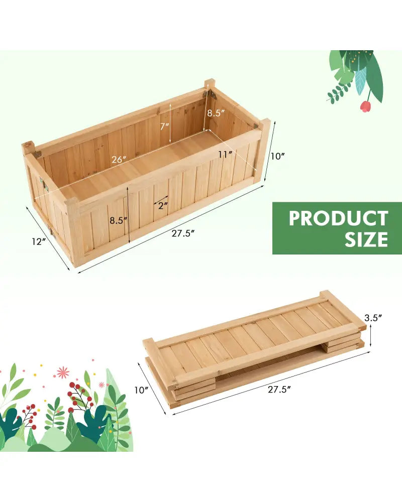 Folding Wooden Raised Garden Bed with Removable Bottom for Herbs Fruits Flowers - Natural - Raised Garden Beds