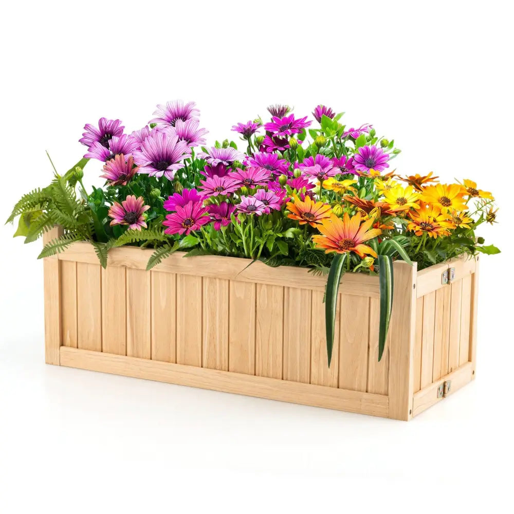 Folding Wooden Raised Garden Bed with Removable Bottom for Herbs Fruits Flowers - Natural - Raised Garden Beds