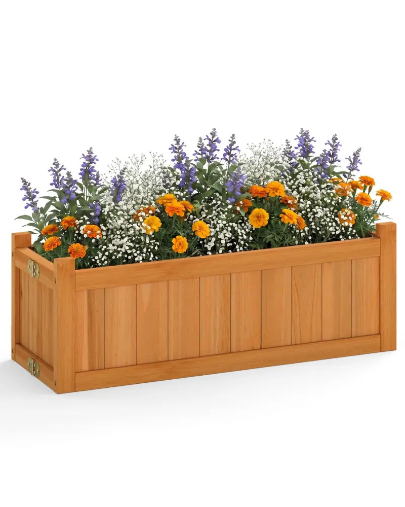 Folding Wooden Raised Garden Bed with Removable Bottom-Orange - Orange - Raised Garden Beds