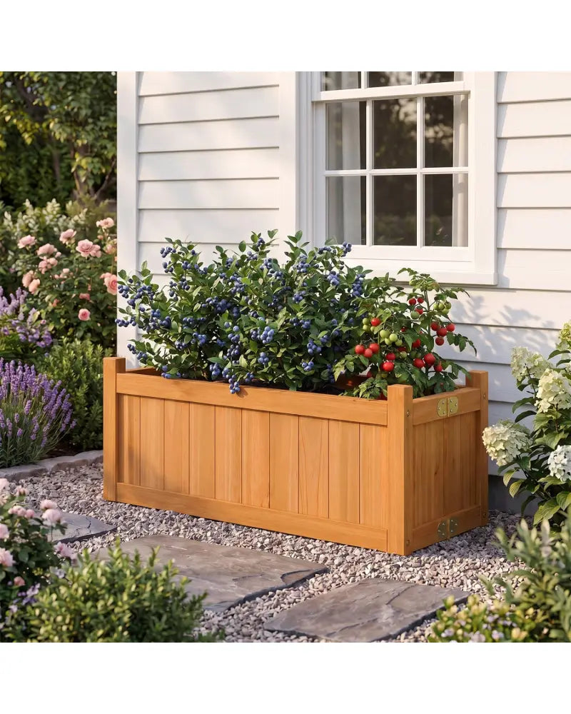 Folding Wooden Raised Garden Bed with Removable Bottom-Orange - Orange - Raised Garden Beds