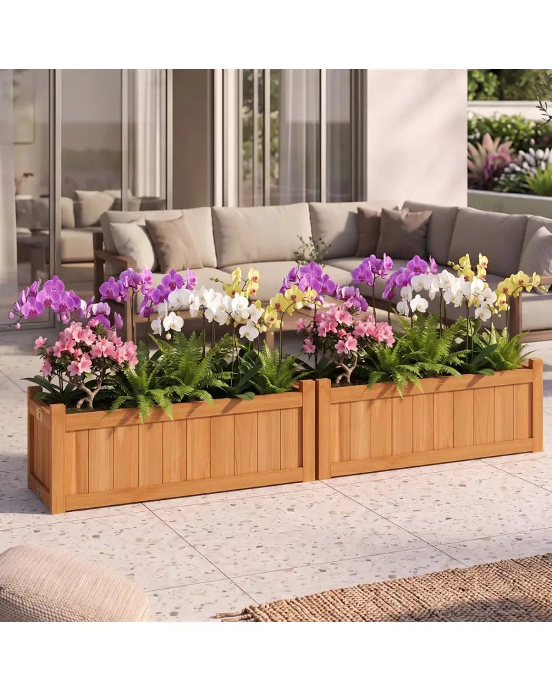 Folding Wooden Raised Garden Bed with Removable Bottom-Orange - Orange - Raised Garden Beds