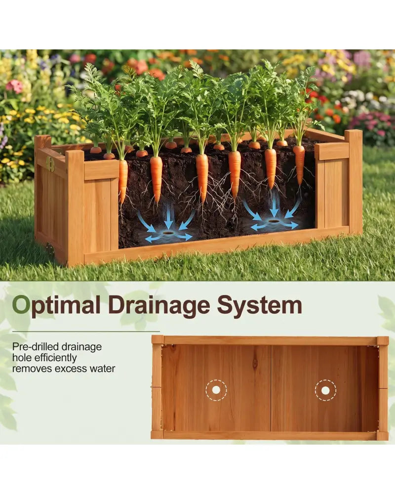 Folding Wooden Raised Garden Bed with Removable Bottom-Orange - Orange - Raised Garden Beds