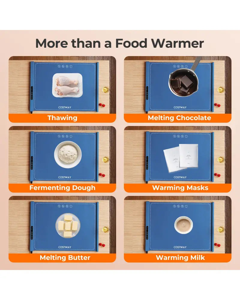 Food Warming Mat Rollable and Portable Electric Warming Tray with Fasting Heating-Blue - Blue - Food Warmers & Burners