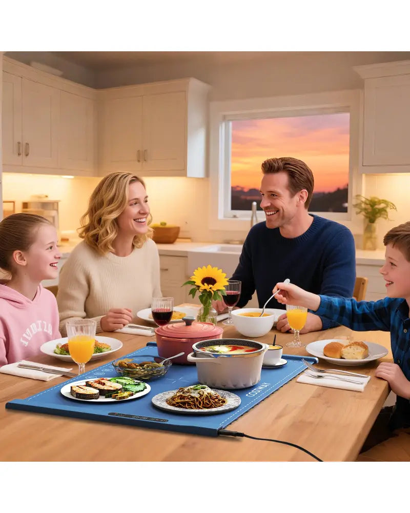Food Warming Mat Rollable and Portable Electric Warming Tray with Fasting Heating-Blue - Blue - Food Warmers & Burners