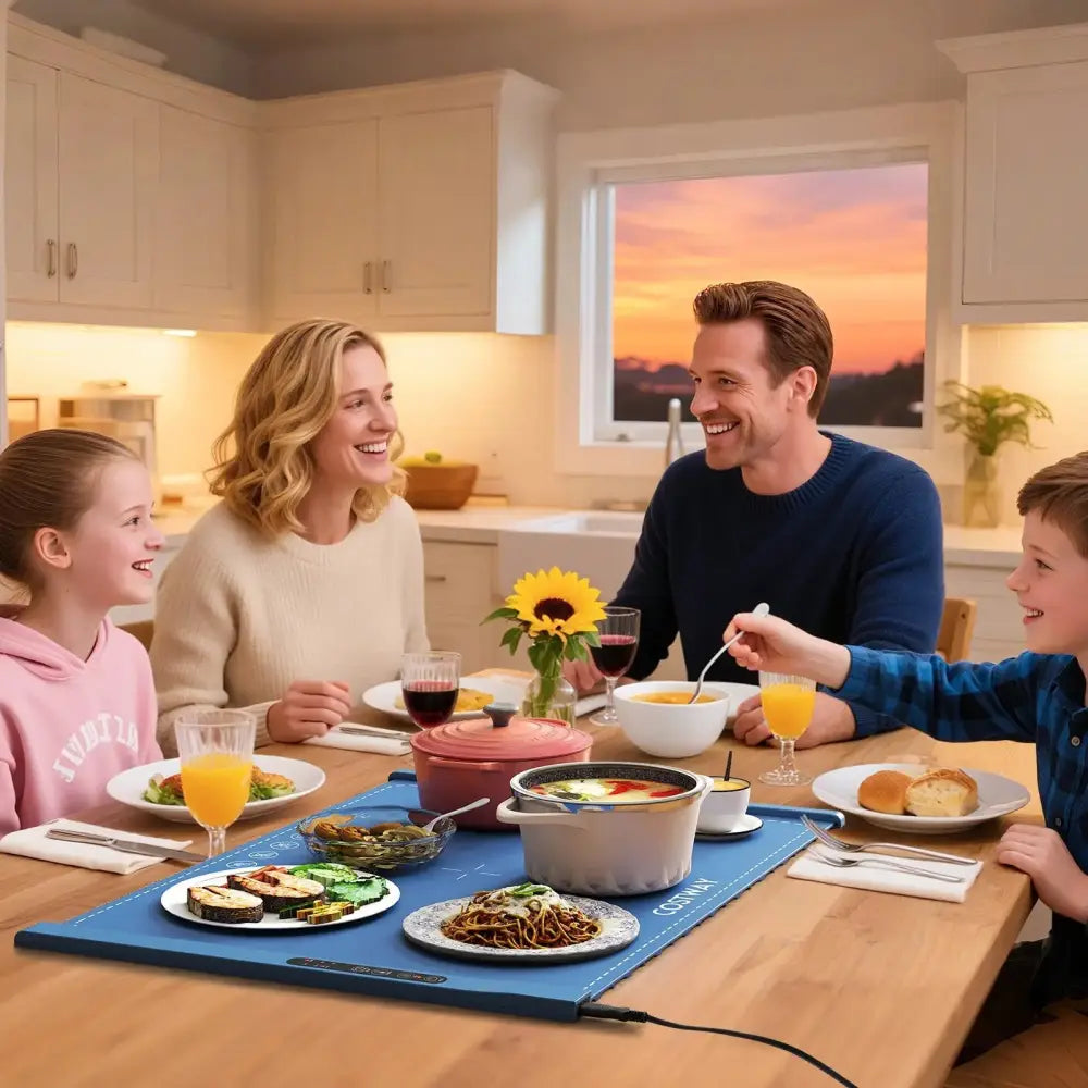 Food Warming Mat Rollable and Portable Electric Warming Tray with Fasting Heating-Blue Costway
