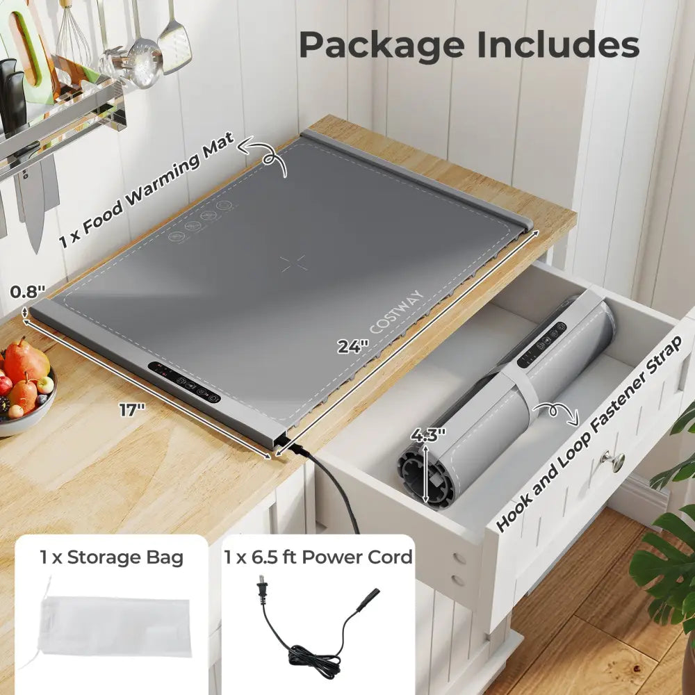 Food Warming Mat Rollable and Portable Electric Warming Tray with Fasting Heating-Gray - Gray - Food Warmers & Burners