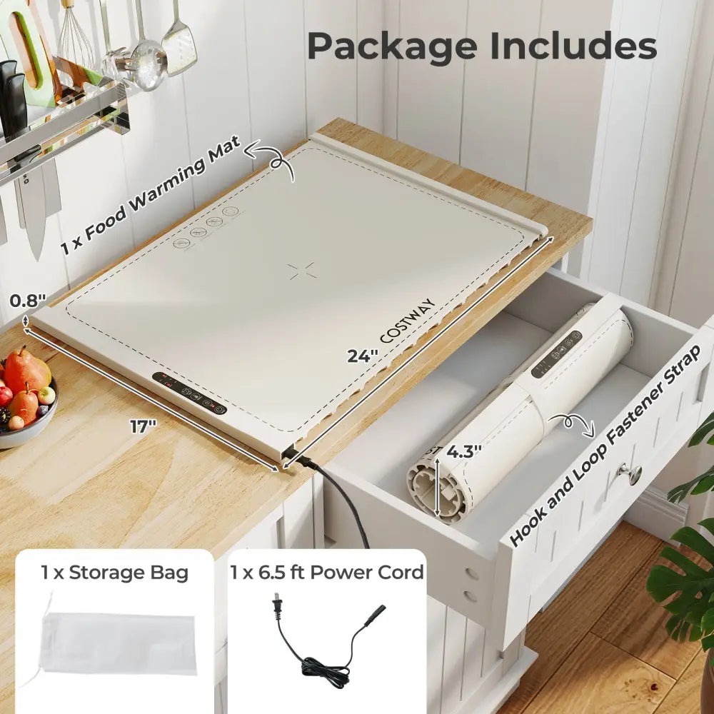 Food Warming Mat Rollable and Portable Electric Warming Tray with Fasting Heating-Beige - Beige - Food Warmers & Burners