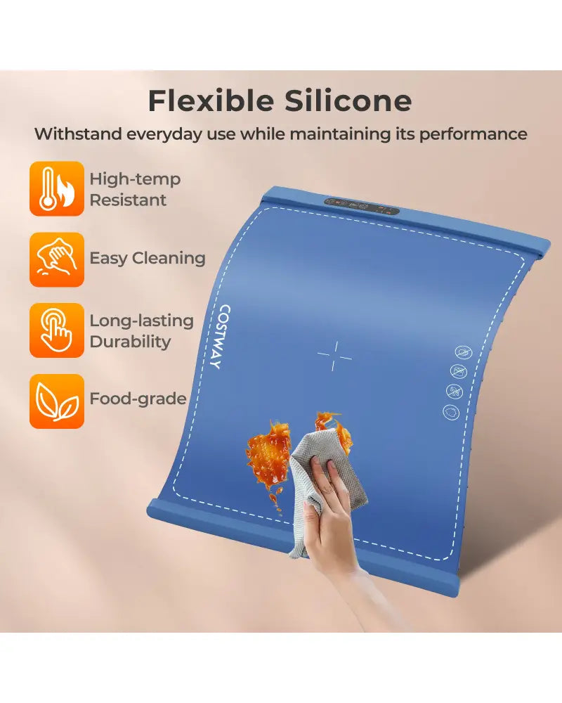 Food Warming Mat Rollable and Portable Electric Warming Tray with Fasting Heating-Blue - Blue - Food Warmers & Burners
