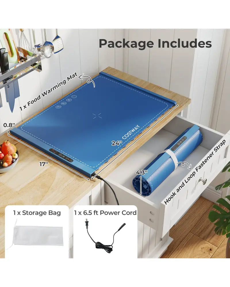Food Warming Mat Rollable and Portable Electric Warming Tray with Fasting Heating-Blue - Blue - Food Warmers & Burners