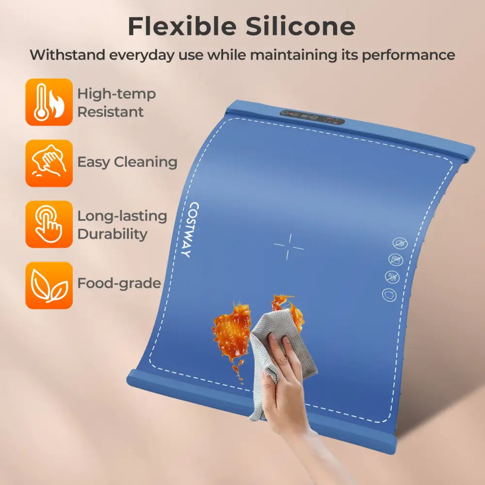 Food Warming Mat Rollable and Portable Electric Warming Tray with Fasting Heating-Blue - Blue - Food Warmers & Burners
