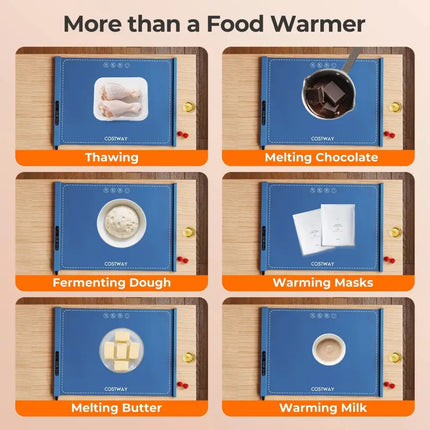Food Warming Mat Rollable and Portable Electric Warming Tray with Fasting Heating-Blue Costway