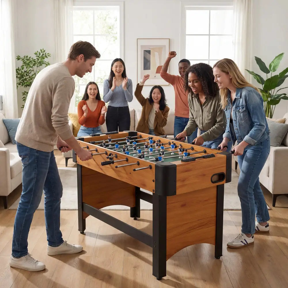 Foosball Table Competition Full Size Soccer Game Table with 22 Players-Natural - Natural - Game Room