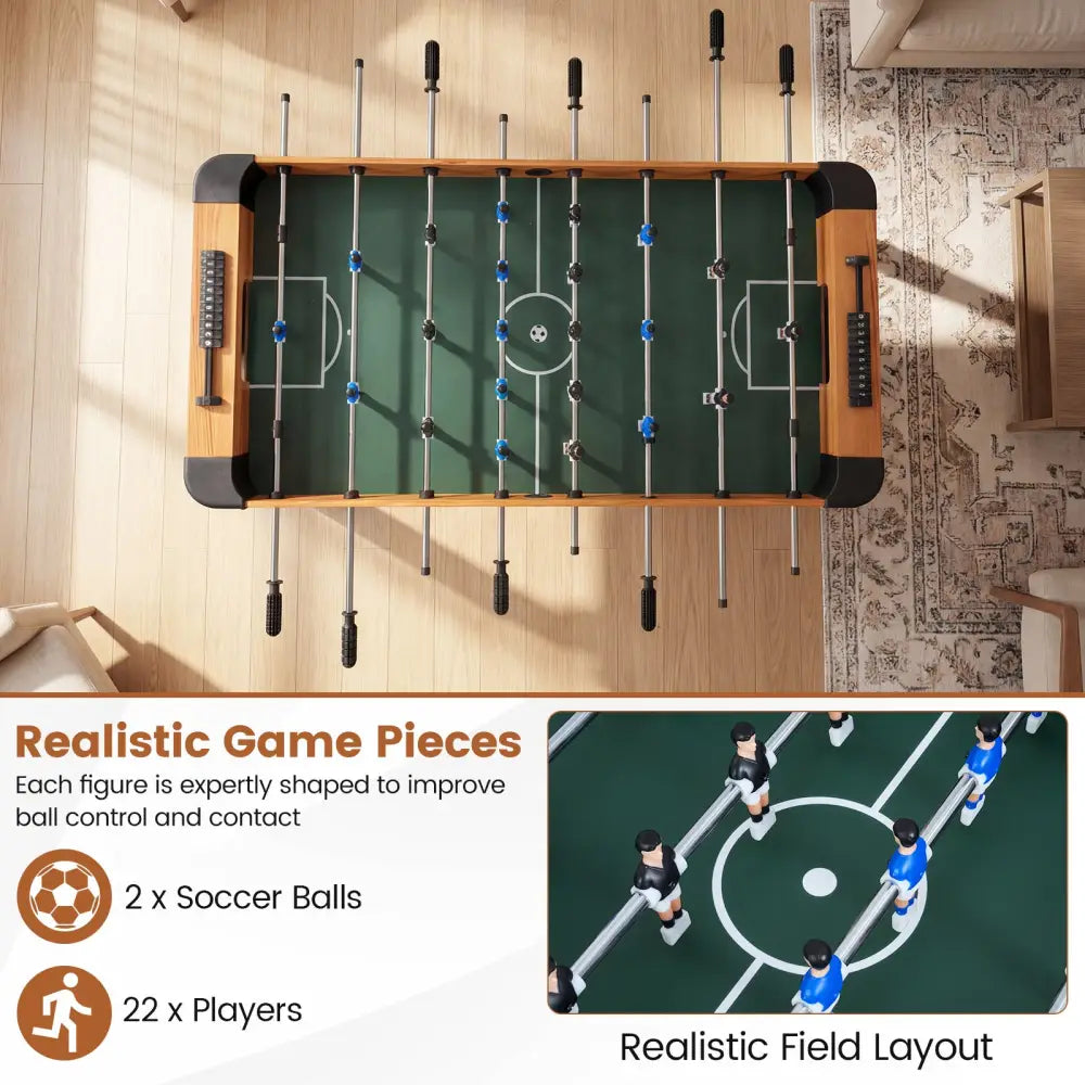 Foosball Table Competition Full Size Soccer Game Table with 22 Players-Natural - Natural - Game Room