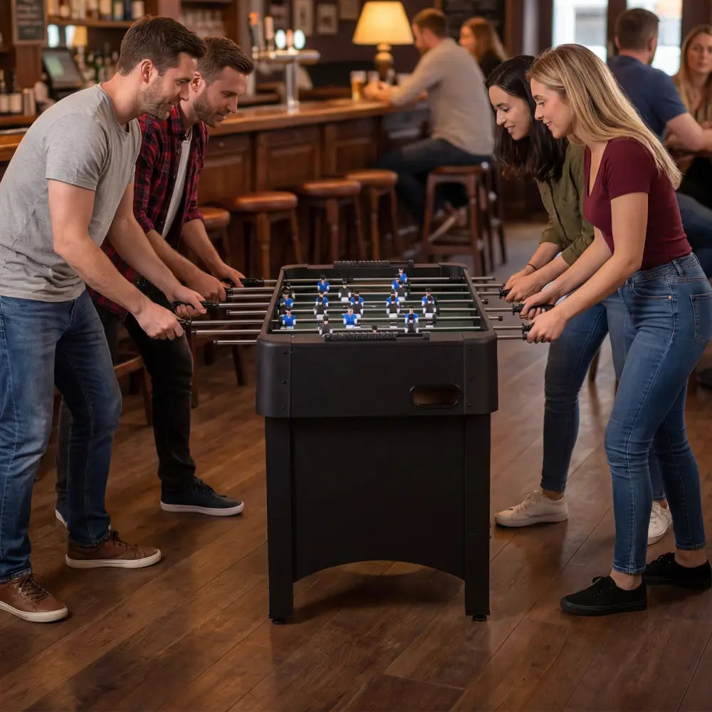 Foosball Table Competition Full Size Soccer Game Table with 22 Players-Black - Black - Game Room