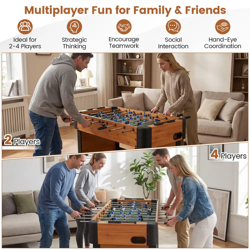 Foosball Table Competition Full Size Soccer Game Table with 22 Players-Natural - Natural - Game Room