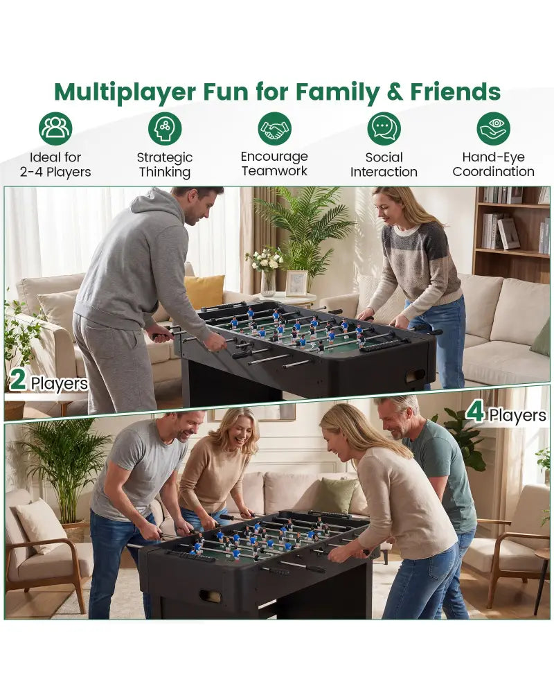 Foosball Table Competition Full Size Soccer Game Table with 22 Players-Black - Black - Game Room