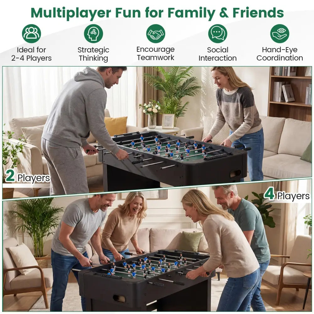 Foosball Table Competition Full Size Soccer Game Table with 22 Players-Black - Black - Game Room