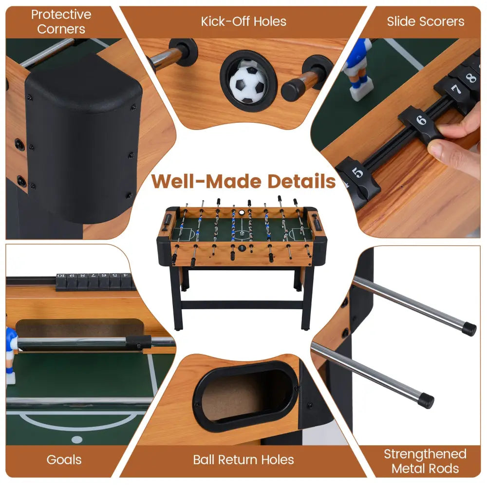 Foosball Table Competition Full Size Soccer Game Table with 22 Players-Natural - Natural - Game Room