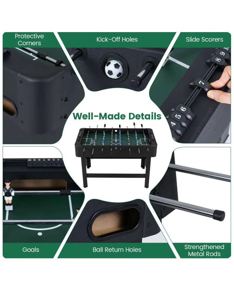 Foosball Table Competition Full Size Soccer Game Table with 22 Players-Black - Black - Game Room
