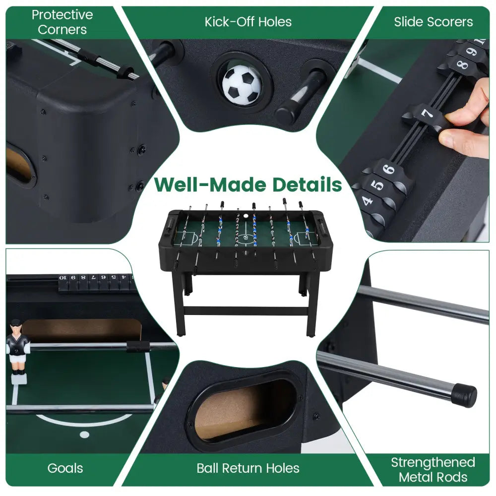 Foosball Table Competition Full Size Soccer Game Table with 22 Players-Black - Black - Game Room