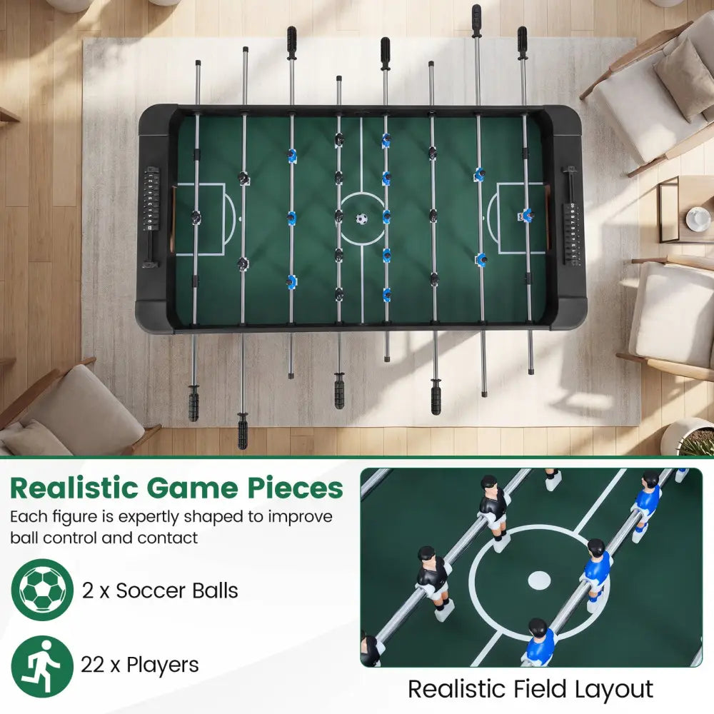 Foosball Table Competition Full Size Soccer Game Table with 22 Players-Black - Black - Game Room