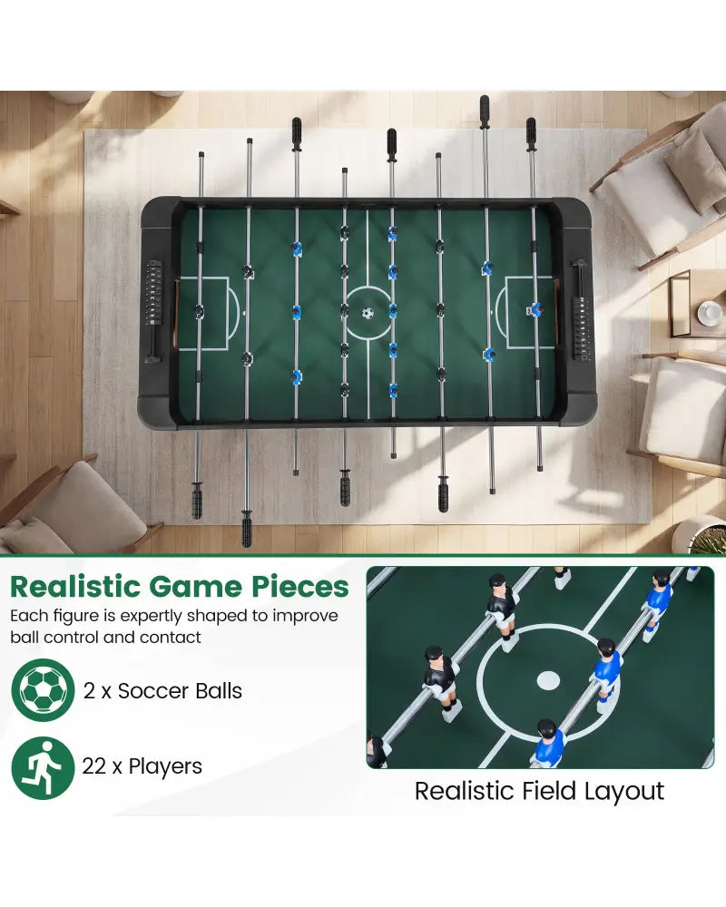 Foosball Table Competition Full Size Soccer Game Table with 22 Players-Black - Black - Game Room