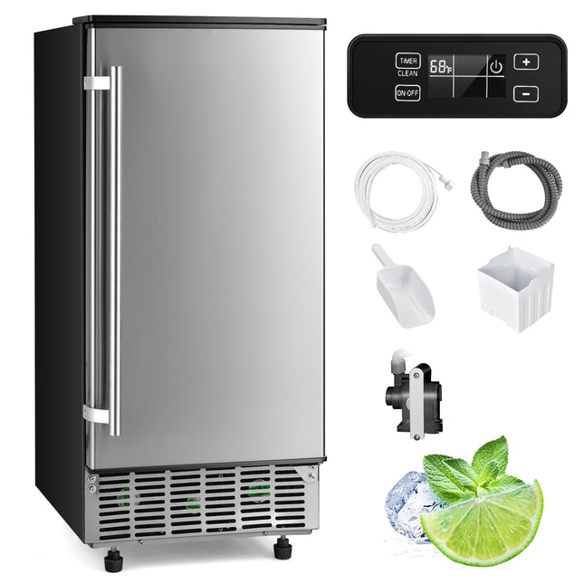 Free - Standing Built - In Undercounter Ice Maker - Silver - Oasis Home Essentials