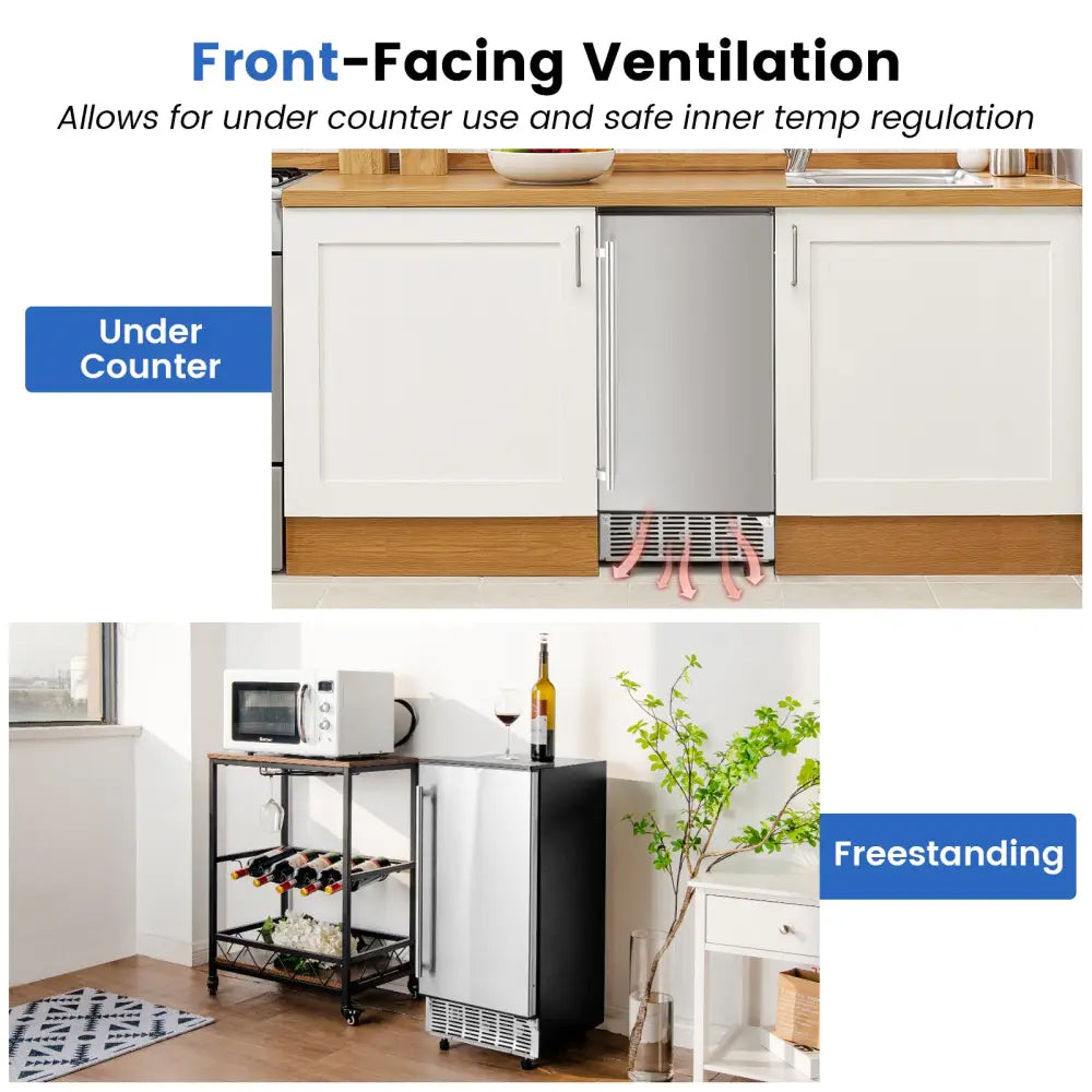 Free-Standing Built-In Undercounter Ice Maker-Silver - Silver - Ice Makers