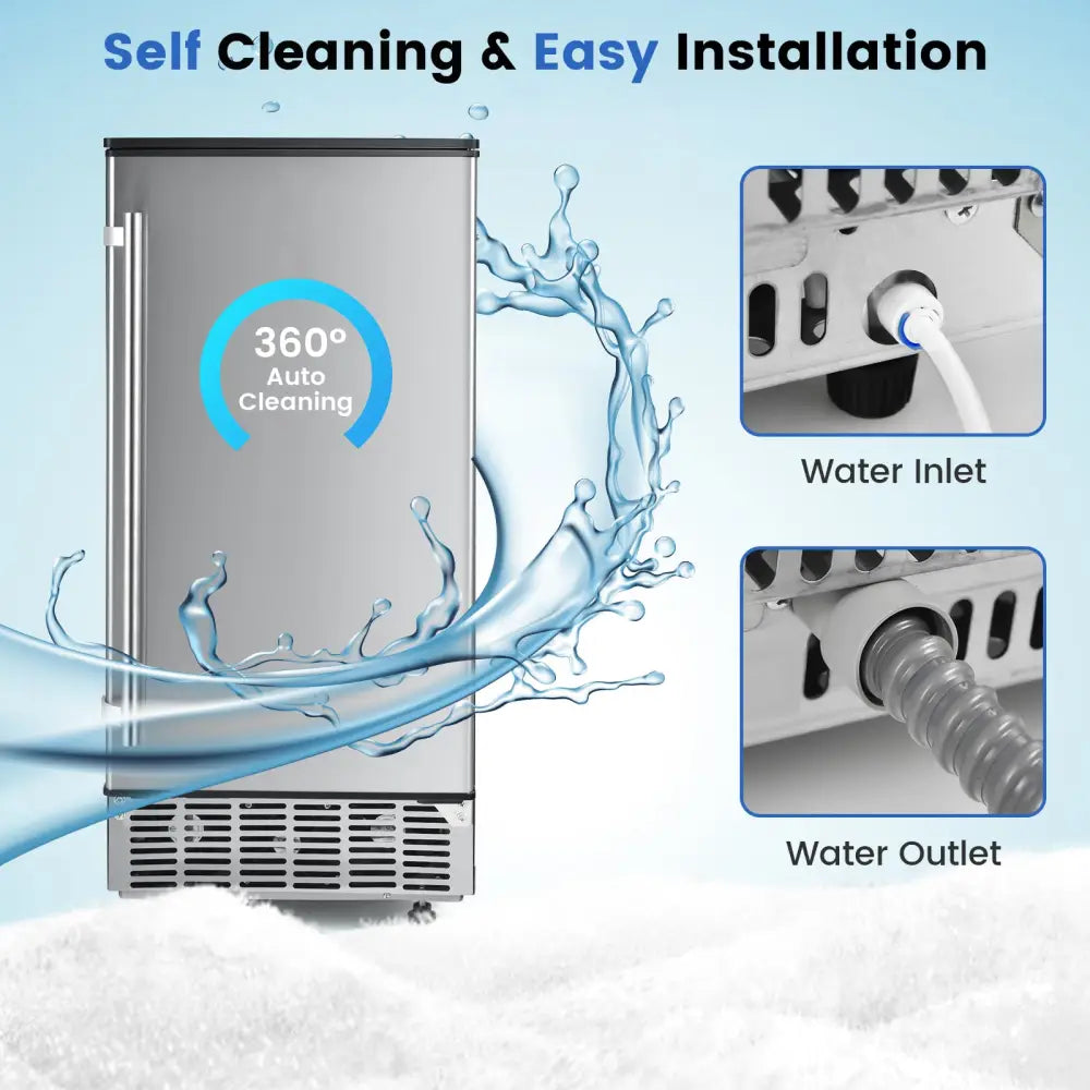 Free-Standing Built-In Undercounter Ice Maker-Silver - Silver - Ice Makers