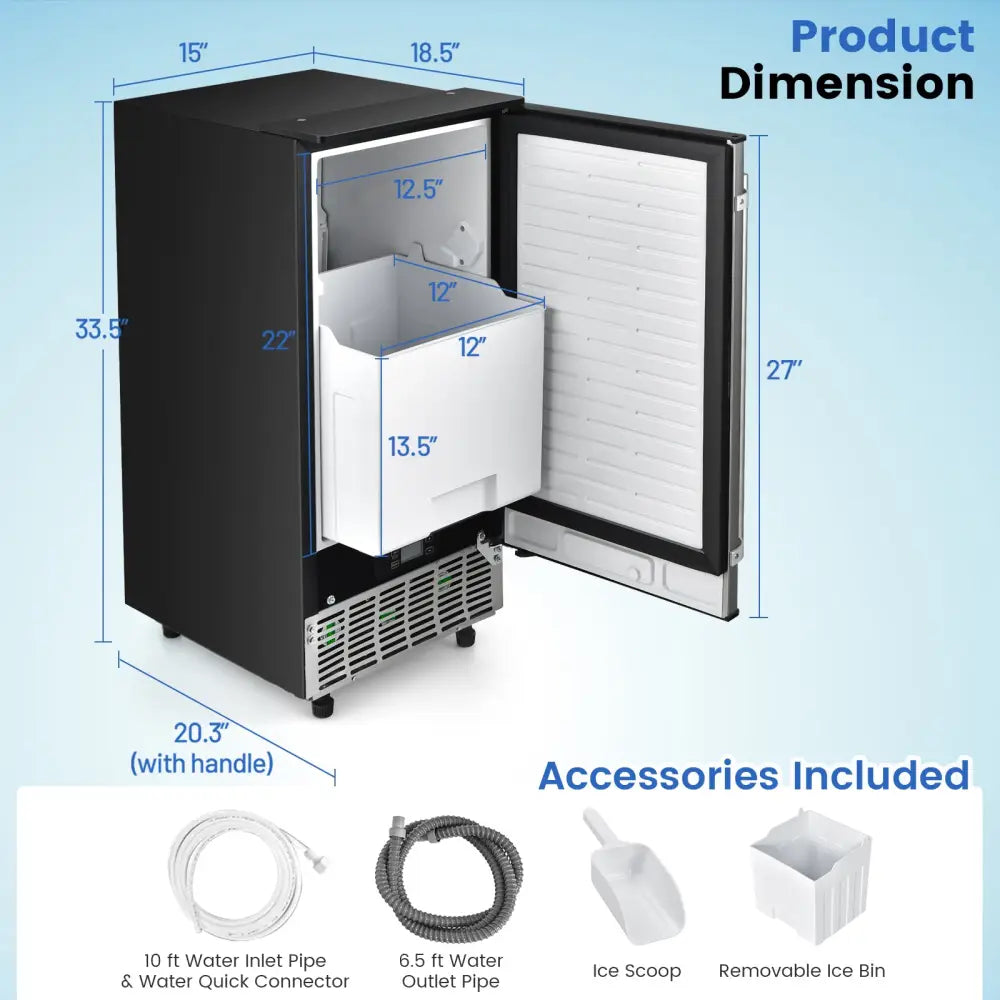 Free-Standing Built-In Undercounter Ice Maker-Silver - Silver - Ice Makers