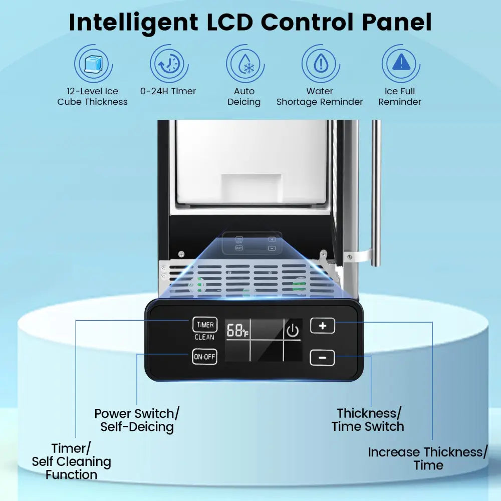 Free-Standing Built-In Undercounter Ice Maker-Silver - Silver - Ice Makers