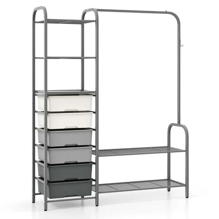 Free Standing Closet Organizer with Removable Drawers and Shelves-Gray - Gray - Clothing & Closet Storage