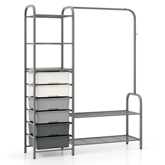 Free Standing Closet Organizer with Removable Drawers and Shelves-Gray - Gray - Clothing & Closet Storage