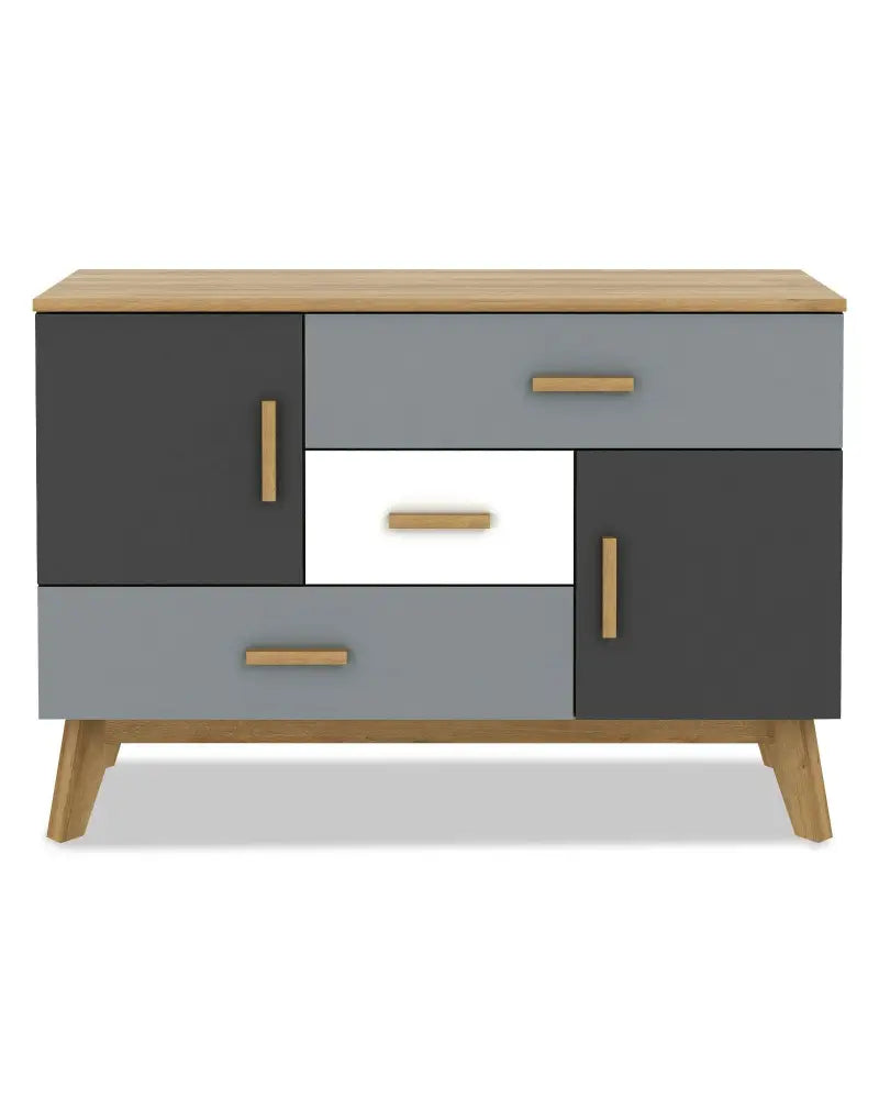 Free-standing Storage Floor Cabinet with 2 Doors and 3 Drawers - Natural - Cabinets & Chests