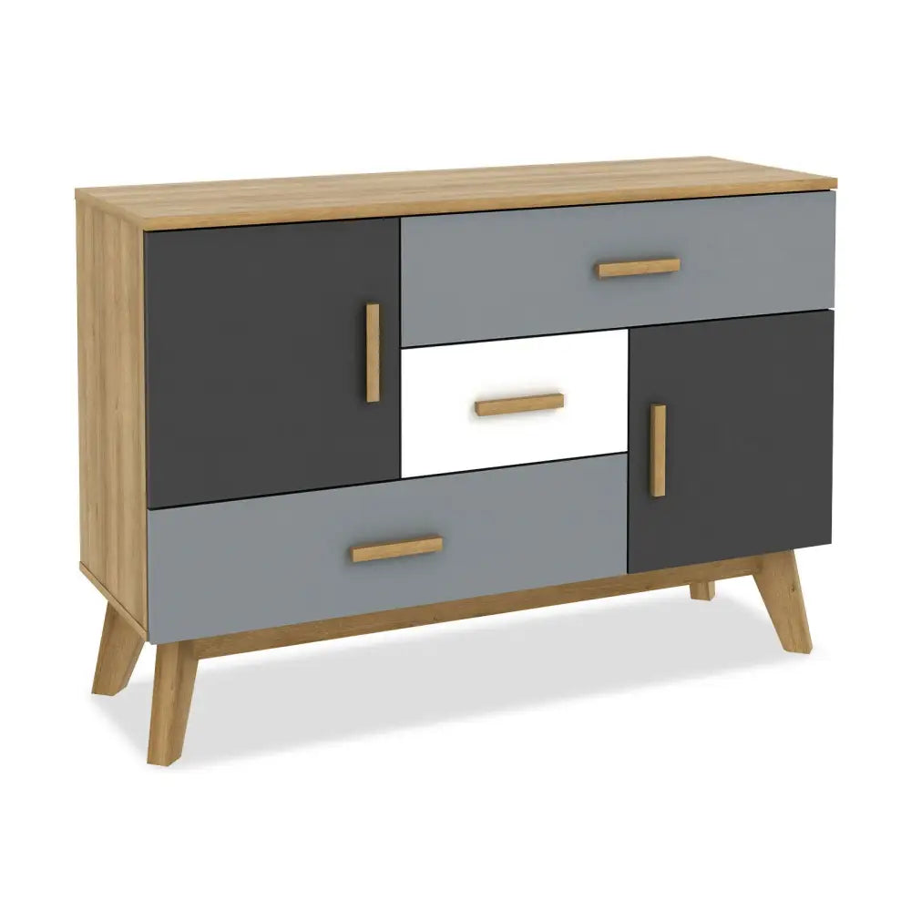 Free-standing Storage Floor Cabinet with 2 Doors and 3 Drawers - Natural - Cabinets & Chests